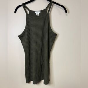 Bozzolo Fitted Ribbed Green Tank Top